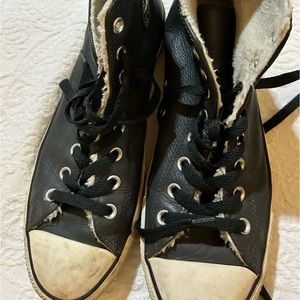 Leather Converse all stars high tops men’s size nine 9 , fair condition